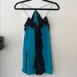 Alexander Wang turquoise ruffle silk cami